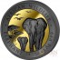 Somalia AFRICAN WILDLIFE ELEPHANT series GOLDEN ENIGMA EDITION 375 Shillings 2015 Black Ruthenium & Gold Plated Four Silver Coin Set 3.75 oz